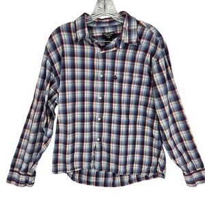 Ralph Lauren Jeans Co Shirt Mens Small Red Blue Plaid 100% Cotton Long Sleeve